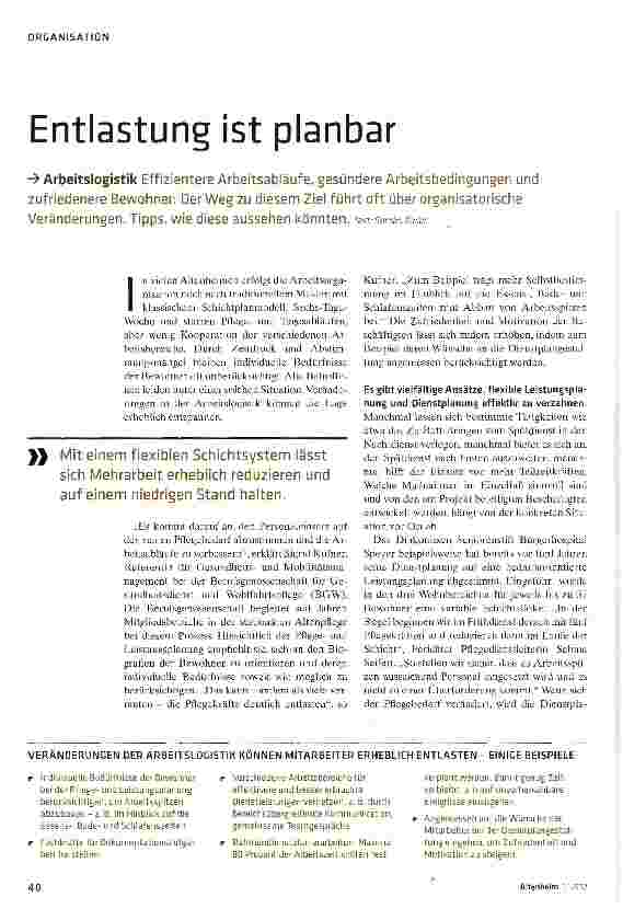 Vorschauseite 1: Entlastung ist planbar