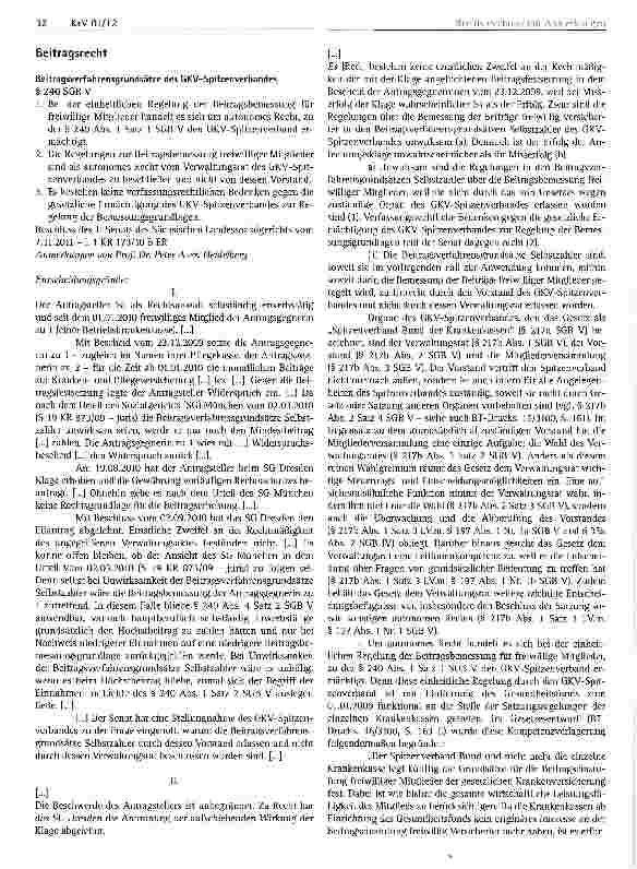 Vorschauseite 1: Beitragsverfahrensgrundsätze des GKV-Spitzenverbandes § 240 SGB V