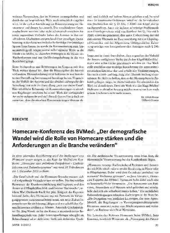 Vorschauseite 2: Rezension von: Kügel/Müller/Hofmann, Arzneimittelgesetz, 2012, C. H. Beck.