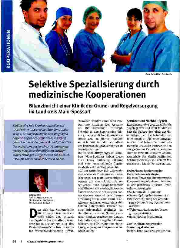 Vorschauseite 1: Selektive Spezialisierung durch medizinische Kooperationen