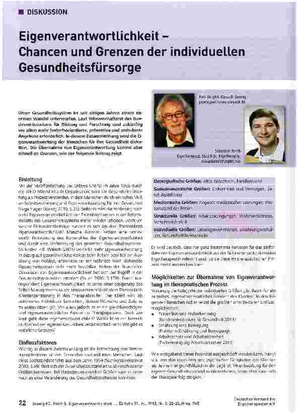 Vorschauseite 1: Eigenverantwortlichkeit - Chancen und Grenzen der individuellen Gesundheitsfürsorge