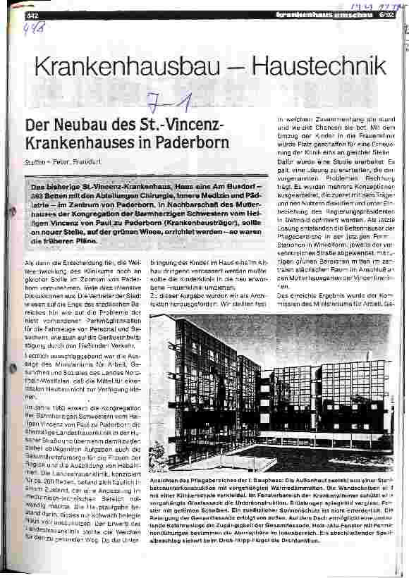 Vorschauseite 1: Krankenhausbau - Haustechnik Der Neubau des St.Vincenz-Krankenhauses in Paderborn