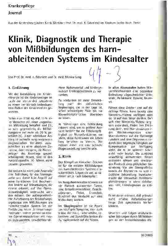 Vorschauseite 1: Klinik, Diagnostik und Therapie von Mißbildungen des harn-ableitenden Systems im Kindesalter