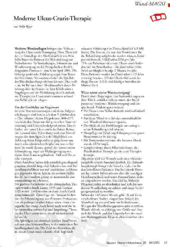 Vorschauseite 1: Moderne Ulcus-Cruris-Therapie