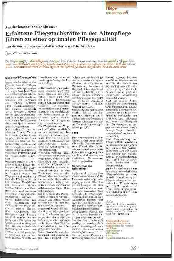 Vorschauseite 1: Erfahrene Pflegefachkräfte in der Altenpflege führen zu einer optimalen Pflegequalität