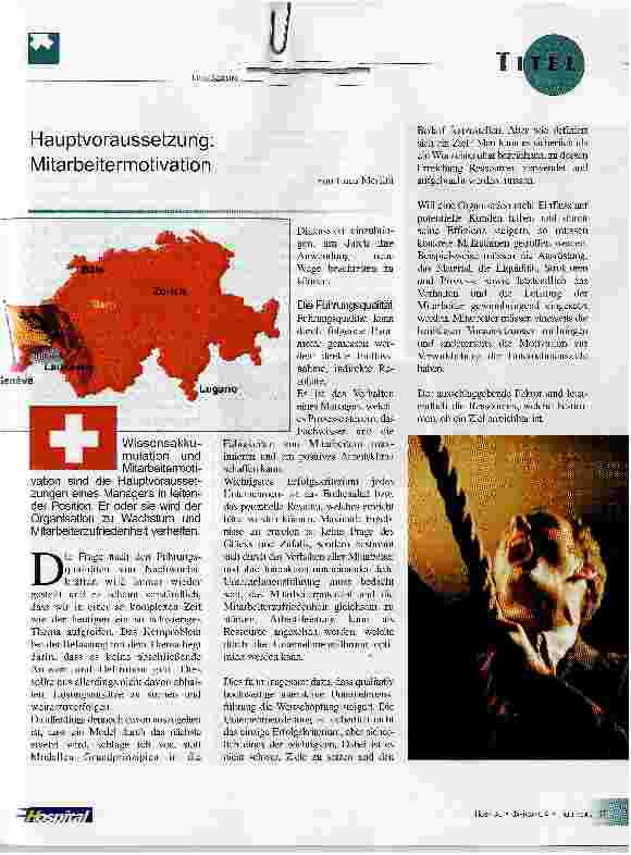 Vorschauseite 1: Hauptvoraussetzung: Mitarbeitermotivation