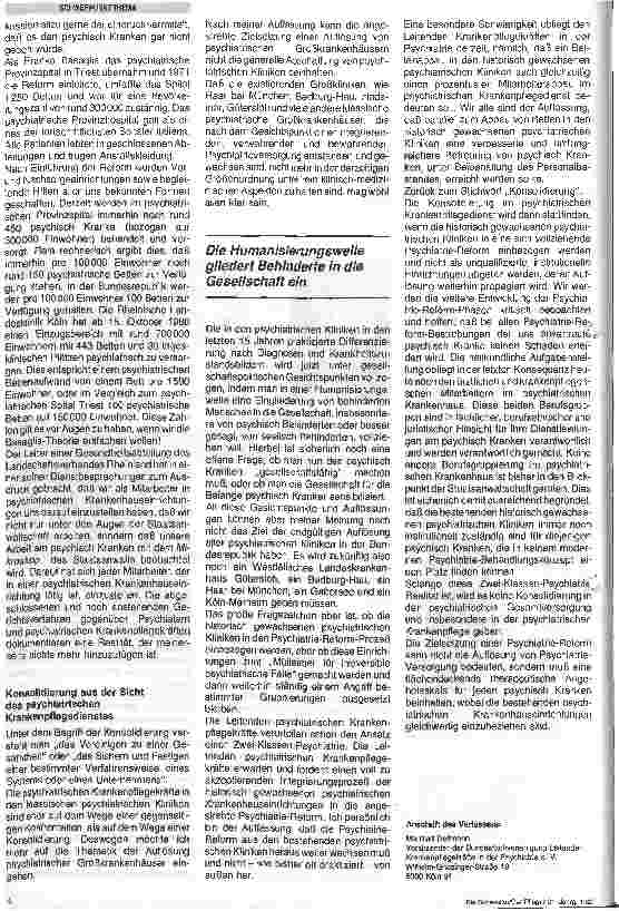 Vorschauseite 2: Die Psychiatriereform aus Sicht des psychiatrischen Krankenpflegedienstes