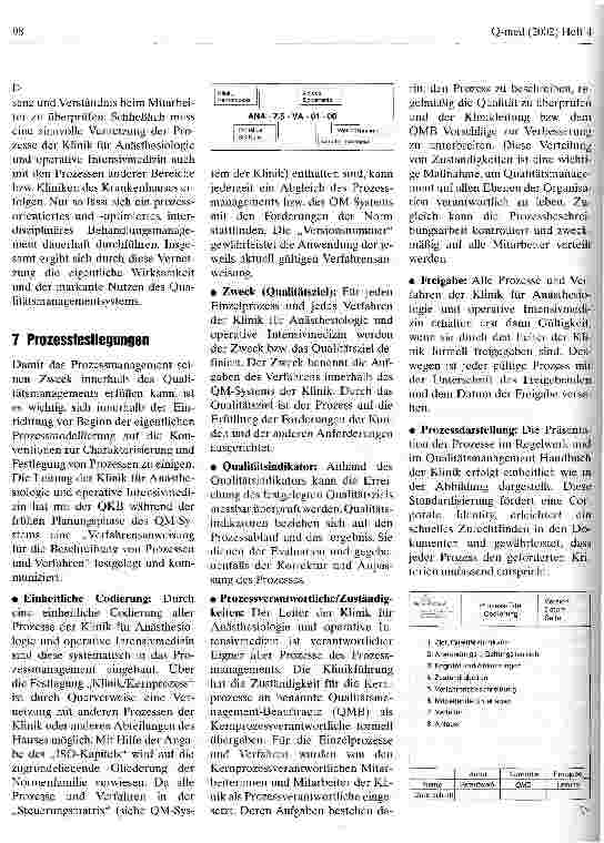 Vorschauseite 4: Aufbau eines Qualitätsmanagements nach DIN EN ISO 9001:2000 in einer Universitätsklinik für Anästhesiologie und operative Intensivmedizin Teil 2: Prozessmanagement