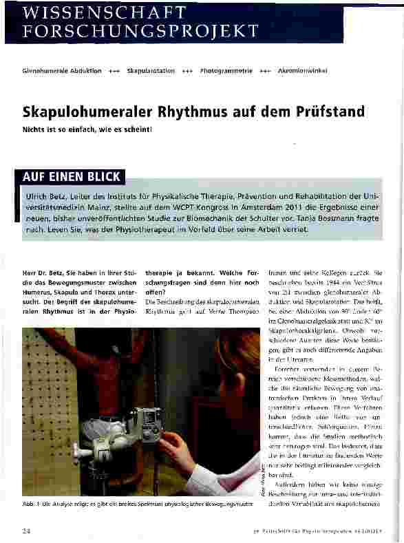 Vorschauseite 1: Skapulohumeraler Rhythmus auf dem Prüfstand