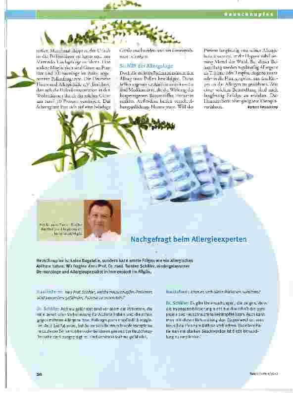 Vorschauseite 3: Die Pollensaison ist eröffnet Gut gewappnet gegen Allergene