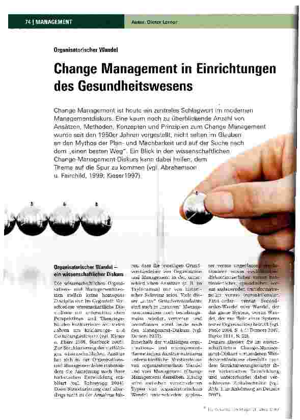 Vorschauseite 1: Change Management in Einrichtungen des Gesundheitswesens