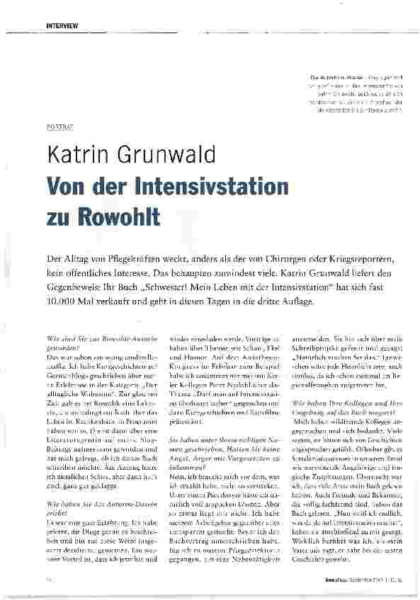 Vorschauseite 1: Katrin Grunwald Von der Intensivstation zu Rowohlt