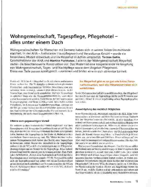 Vorschauseite 1: Wohngemeinschaft, Tagespflege, Pflegehotel -alles unter einem Dach