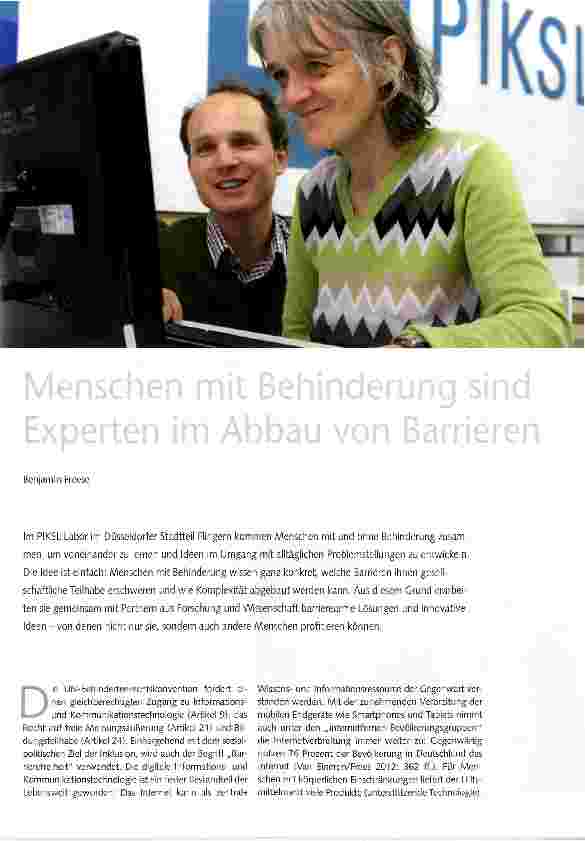 Vorschauseite 1: Menschen mit Behinderung sind Experten im Abbau von Barrieren