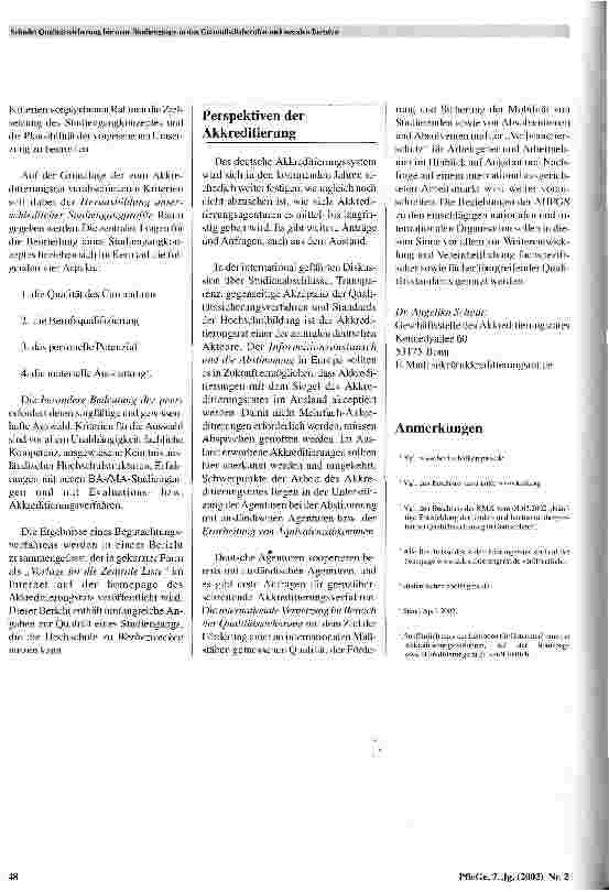 Vorschauseite 4: Qualitätssicherung für neue Studiengänge in den Gesundheitsfachberufen und sozialen Berufen
