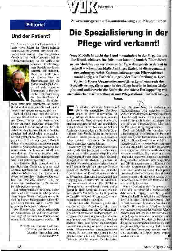 Vorschauseite 1: Die Spezialisierung in der Pflege wird verkannt!