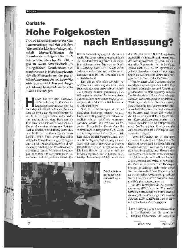 Vorschauseite 1: Geriatrie: Hohe Folgekosten nach Entlassung?