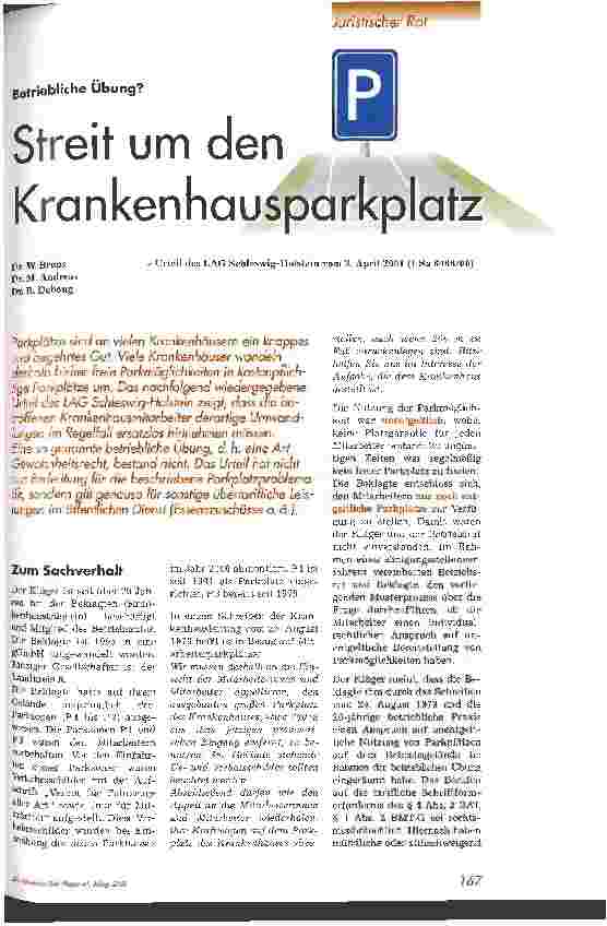 Vorschauseite 1: Streit um den Krankenhausparkplatz