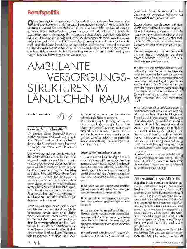 Vorschauseite 1: Ambulante Versorgungsstrukturen im ländlichen Raum
