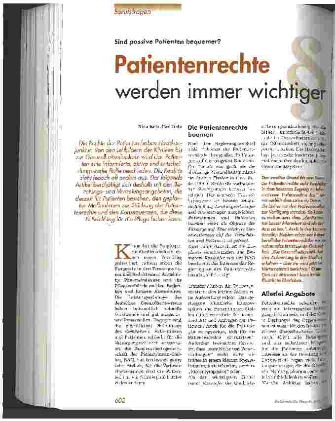 Vorschauseite 1: Patientenrechte werden immer wichtiger