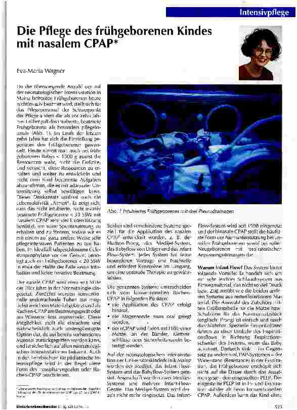 Vorschauseite 1: Die Pflege des frühgeborenen Kindes mit nasalem CPAP