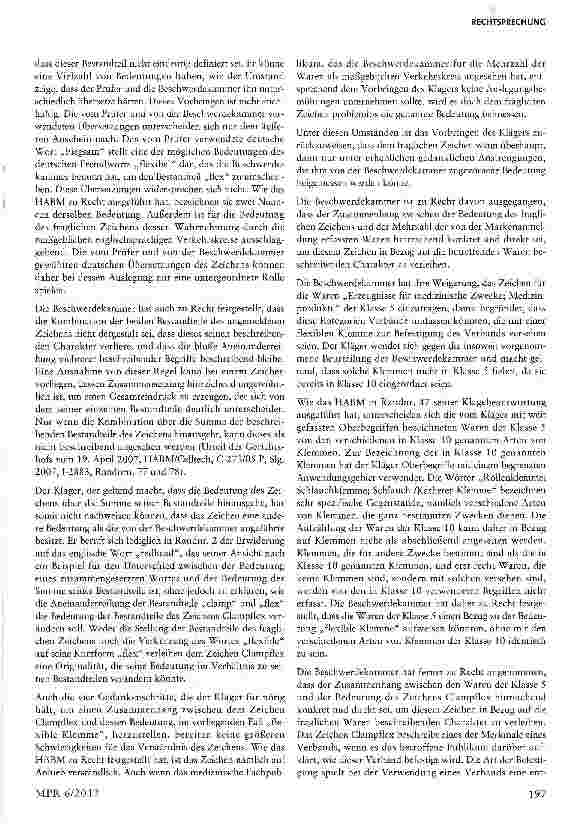 Vorschauseite 4: Gemeinschaftsmarke - Absolute Eintragungshindernisse aufgrund beschreibenden CharaktersArt. 7 Abs. i Buchst, c und b, Art. 75 Verordnung Nr. 207/2009