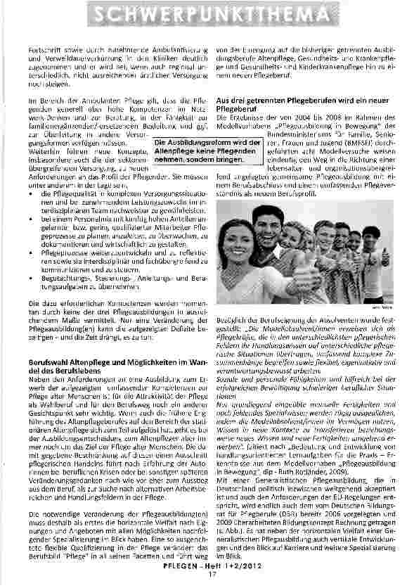 Vorschauseite 2: JA ZUR GENERALISTISCHEN PFLEGEAUSBILDUNG