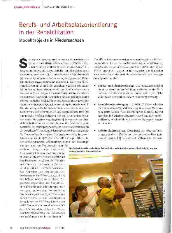 Vorschauseite 1: Berufsund Arbeitsplatzorientierung in der Rehabilitation