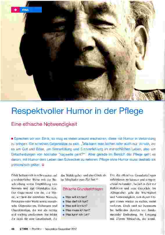 Vorschauseite 1: Respektvoller Humor in der Pflege