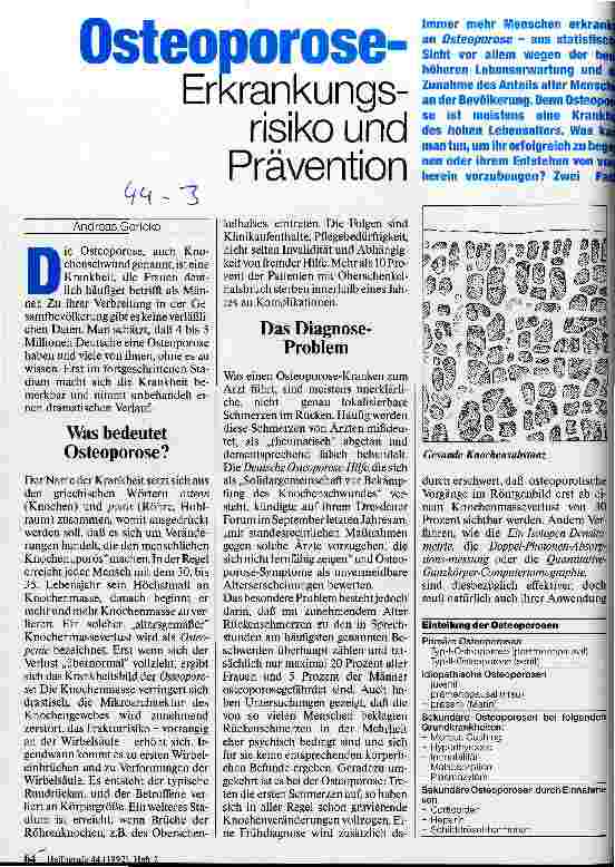 Vorschauseite 1: Osteoporse-Erkrankungsrisiko und Prävention