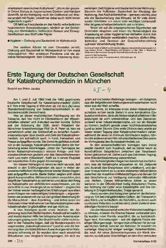 Vorschauseite 1: Erste Tagung der Deutschen Gesellschaft für Katastrophenmedizin in München