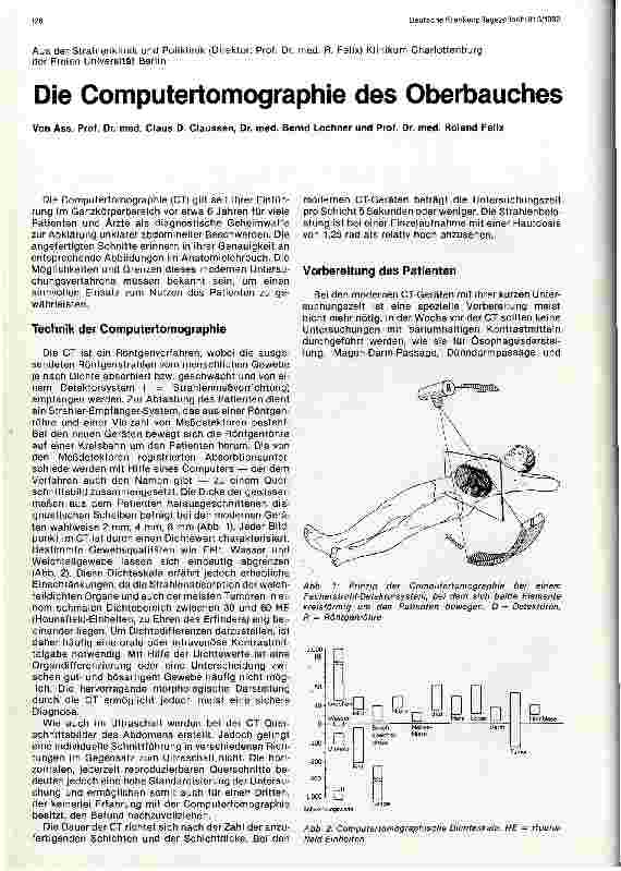 Vorschauseite 1: Die Computertomographie des Oberbauches Bericht aus der Strahlenund Poliklinik Charlottenburg