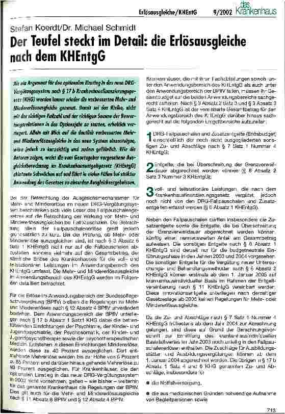 Vorschauseite 1: Der Teufel steckt im Detail: die Erlösausgleiche nach dem KHEntgG