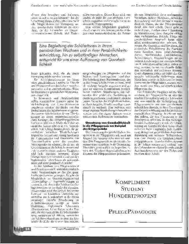 Vorschauseite 2: Ganzheitlichkeit - eine realistische Herausforderung an die LehrerInnen der Krankenpflege oder nicht mehr als ein Schlagwort