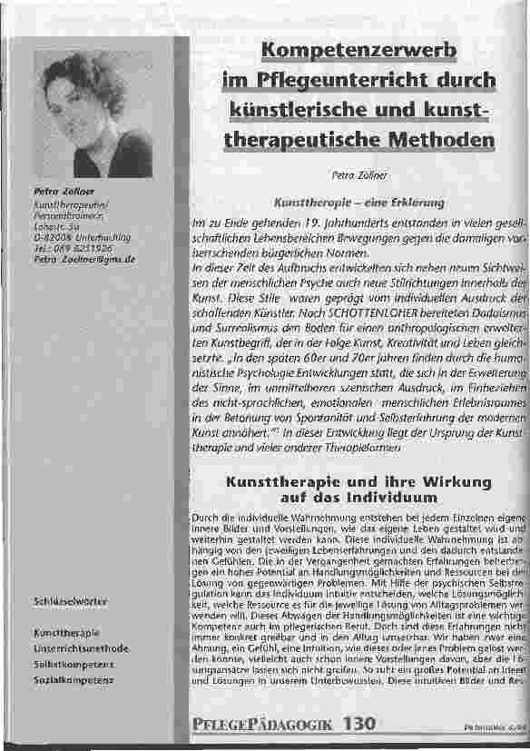 Vorschauseite 1: Kompetenzerwerb im Pflegeunterricht durch künstlerische und kunsttherapeutische Methoden