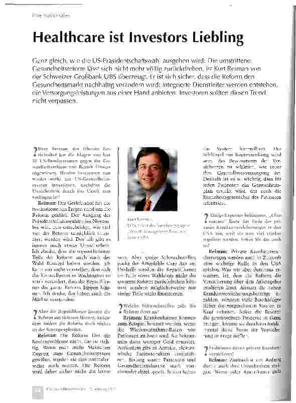 Vorschauseite 1: Healthcare ist Investors Liebling