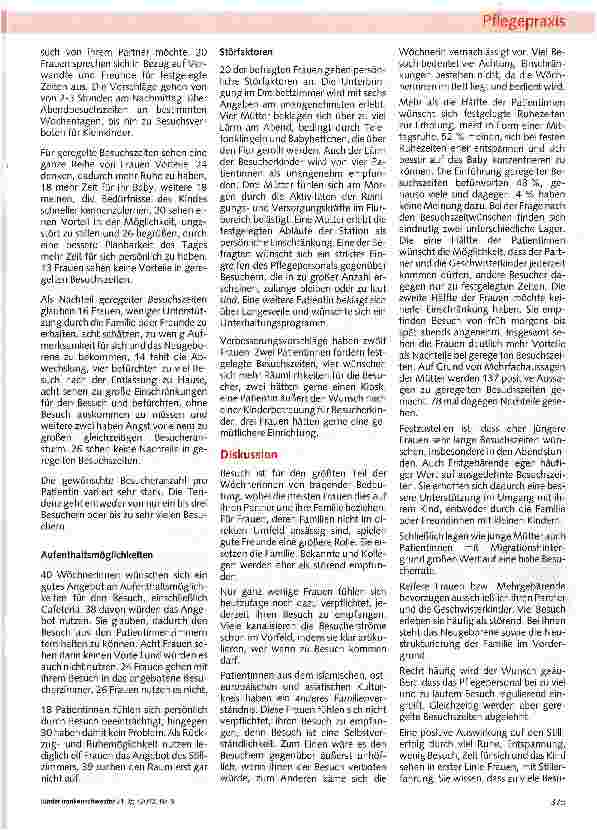 Vorschauseite 2: Besuchszeiten-Gestaltung auf der Wochenbettstation