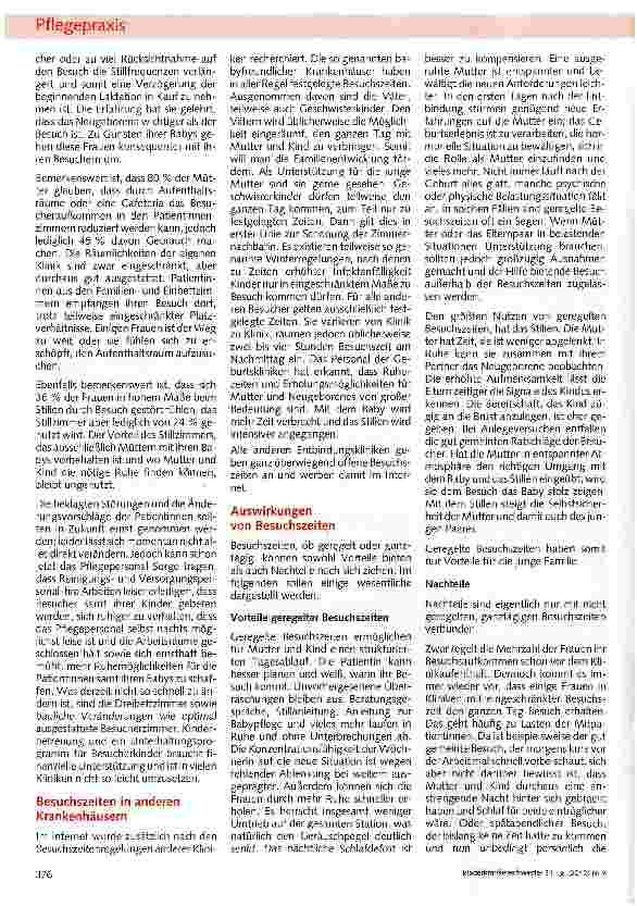 Vorschauseite 3: Besuchszeiten-Gestaltung auf der Wochenbettstation
