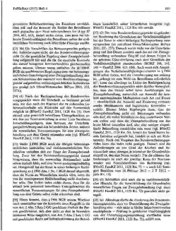 Vorschauseite 6: Arztliche Zwangsbehandlung von Betreuten ist derzeit unzulässig
