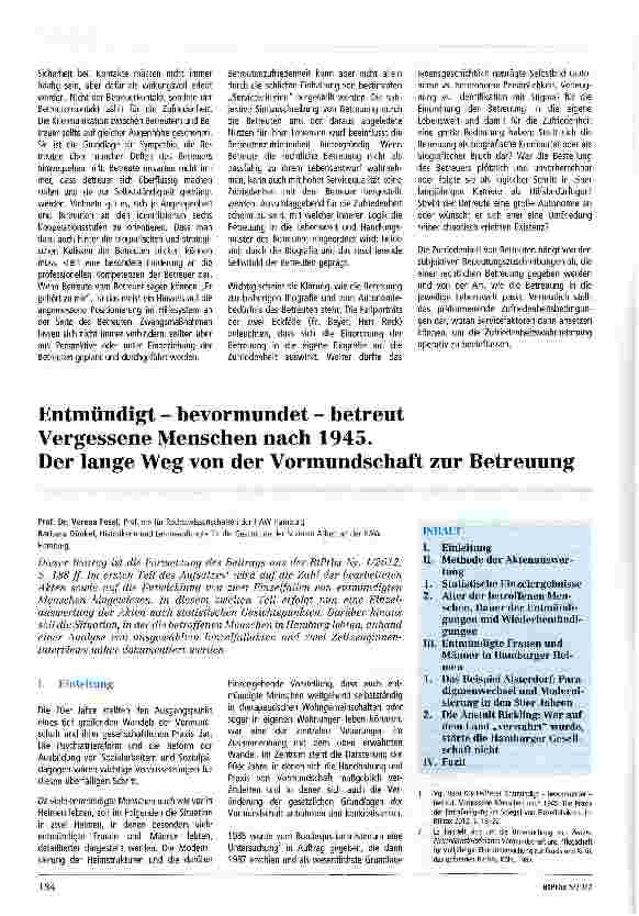 Vorschauseite 1: Entmündigt - bevormundet - betreut Vergessene Menschen nach 1945. Der lange Weg von der Vormundschaft zur Betreuung