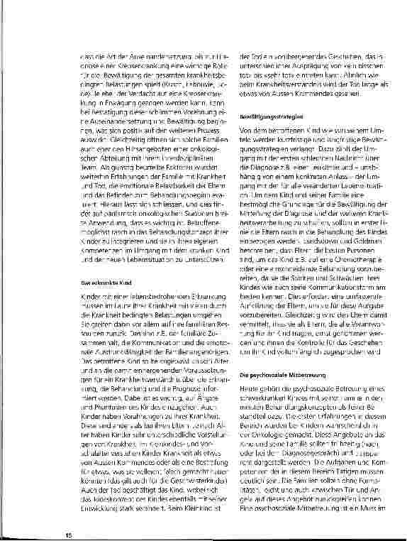 Vorschauseite 2: In Anlehnung an den Workshop : Das kranken Kind und seine Familie Das Kind mit einer lebensbedrohenden Krankheit und seine Familie