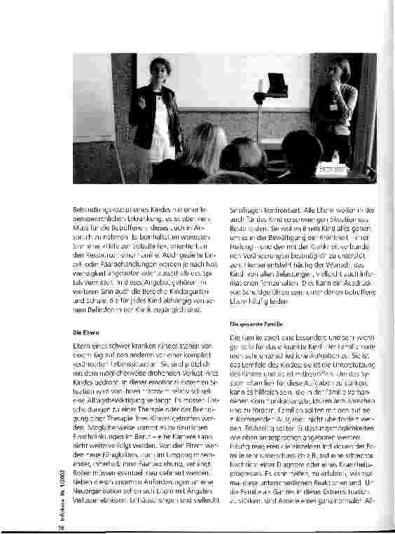 Vorschauseite 3: In Anlehnung an den Workshop : Das kranken Kind und seine Familie Das Kind mit einer lebensbedrohenden Krankheit und seine Familie