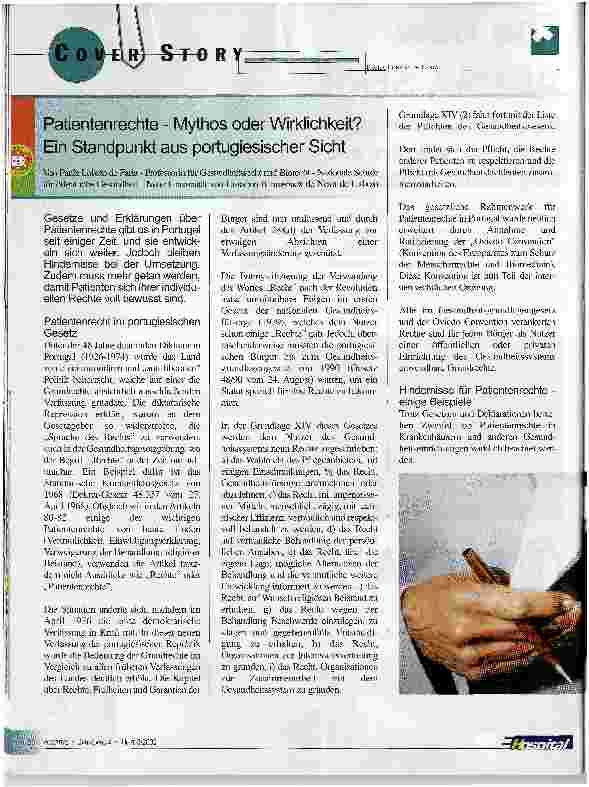 Vorschauseite 1: Patientenrechte - Mythos oder Wirklichkeit? Ein Standpunkt aus portugiesischer Sicht