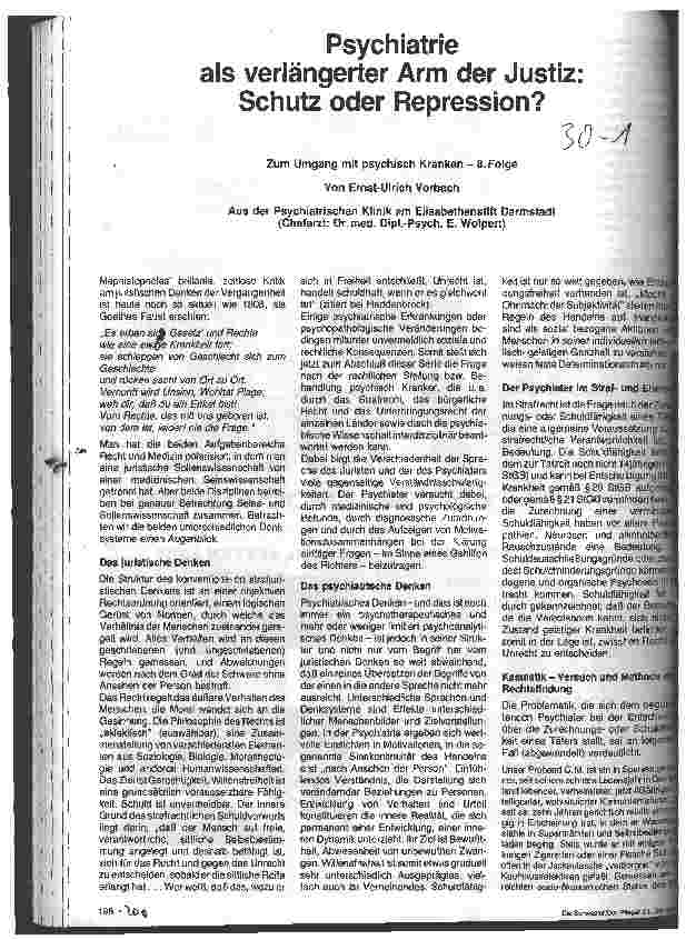 Vorschauseite 1: Psychiatrie als verlängerter Arm der Justiz: Schutz oder Repression