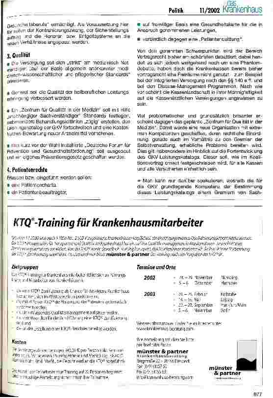 Vorschauseite 3: Eine echte Herausforderung für Ulla Schmidt Organisationsreform - Koalitionsvereinbarung - Vorschaltgesetz