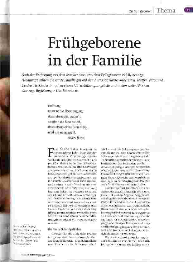 Vorschauseite 1: Frühgeborene in der Familie