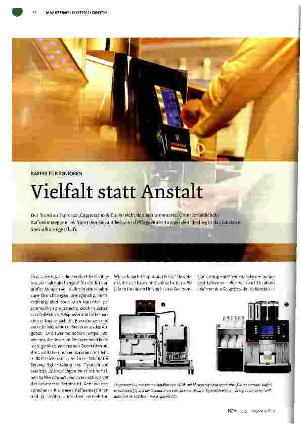 Vorschauseite 1: KAFFEE FÜR SENIOREN Vielfalt statt Anstalt