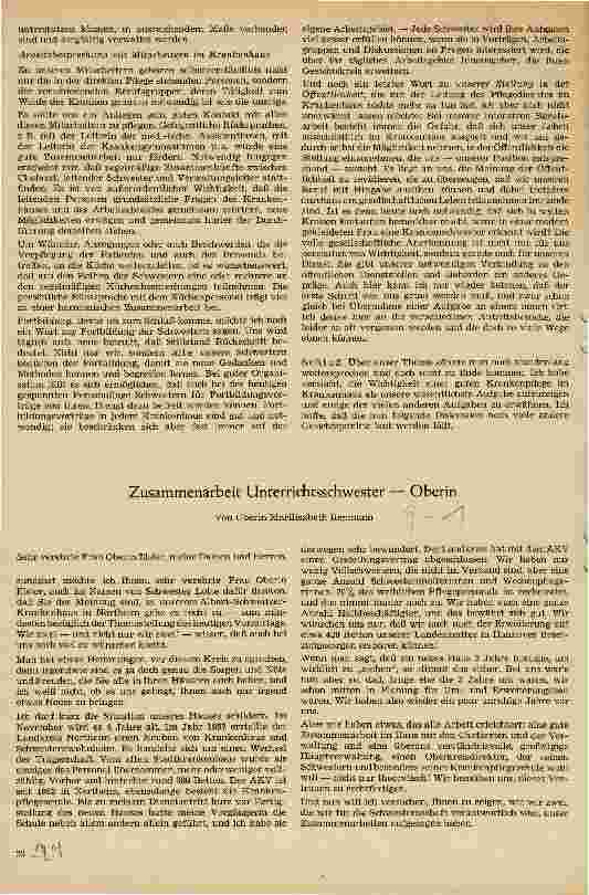 Vorschauseite 1: Zusammenarbeit Unterrichtsschwester - Oberin