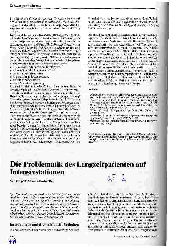 Vorschauseite 1: Die Problematik des Langzeitpatienten auf Intensivstationen