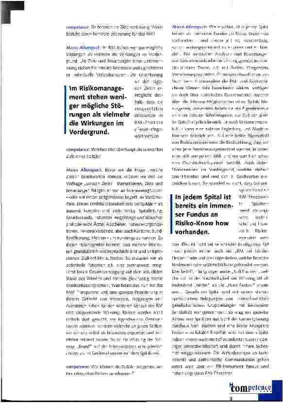 Vorschauseite 2: Alle Spitalmitarbeitenden sind immer auch Risikospezialisten
